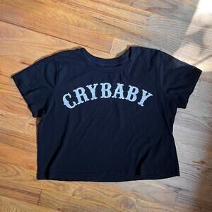 Crybaby Graphic Crop Tee | Black Baby Tee | Y2K Revival | L